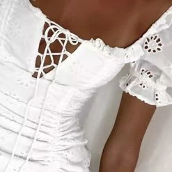 Jessica Bara Addyson Eyelet Ruched Mini Dress Summer Lovin'