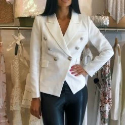 Reve Doll Essentials Jessica Bara Donatella Silver Button Blazer