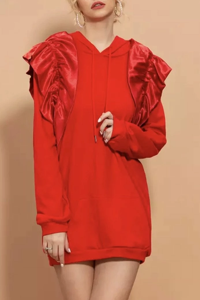 Jessica Bara Cecilia Ruffle Sleeve Sweatshirt Dress
