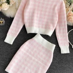 ReveBoutique Influencer Style Jessica Bara Rosie Knit Houndstooth 3 Piece Set