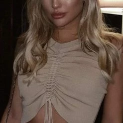 Influencer Style Jessica Bara Joel Ruched Knitted Crop Top