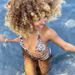 Jessica Bara Corey Chain Print High Waisted Bikini Set Influencer Style