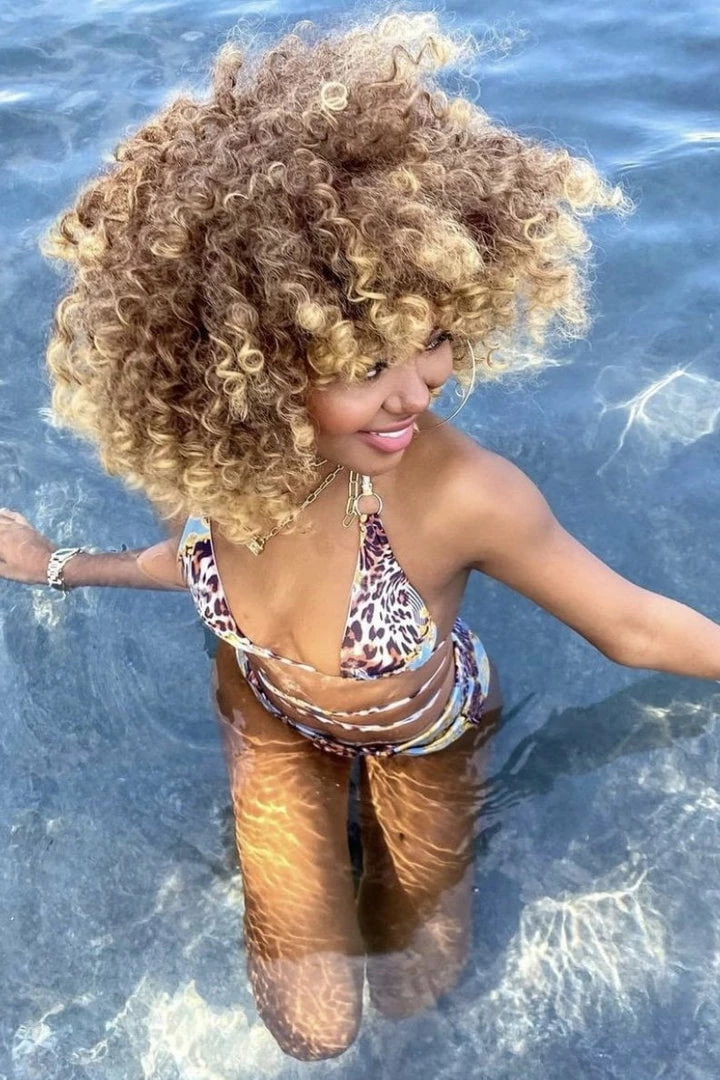 Jessica Bara Corey Chain Print High Waisted Bikini Set Influencer Style