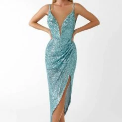Nicole Bakti Sequins V Neck Gown