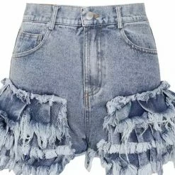 Reve Doll Essentials Jessica Bara Callipoe High Waisted Ruffle Denim Shorts