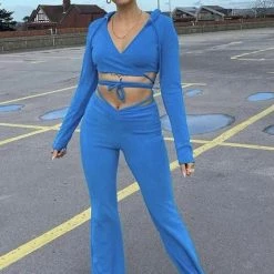 Jessica Bara Melody Strappy Long Sleeve And Pant Two Piece Set Tops