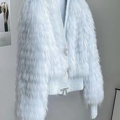 Jessica Bara Dolores Bow Button Fur Jacket Influencer Style