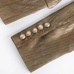 Reve Doll Essentials Jessica Bara Donatella Metallic Gold Button Blazer