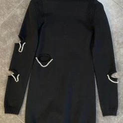 Dresses Jessica Bara Maverick Long Sleeve Cut Out Knitted Dress