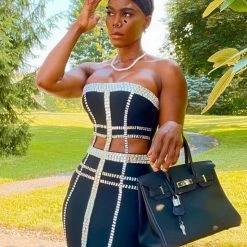 Jessica Bara Fabiola Strapless Crystal Cut Out Mini Dress