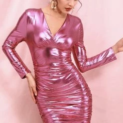 Jessica Bara Abilene Reflective Ruched Mini Dress