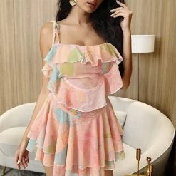 Jessica Bara Brynn Floral Ruffle Mini Dress