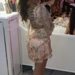 Jessica Bara Dawn Long Sleeve Print Mini Dress