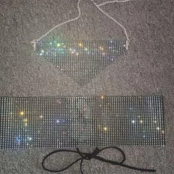 Masks Tyler Rhinestone Mask And Crop Top Two Piece Set