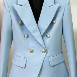 Jessica Bara Yolanda Gold Button Double Breasted Blazer The 9-5 Shop