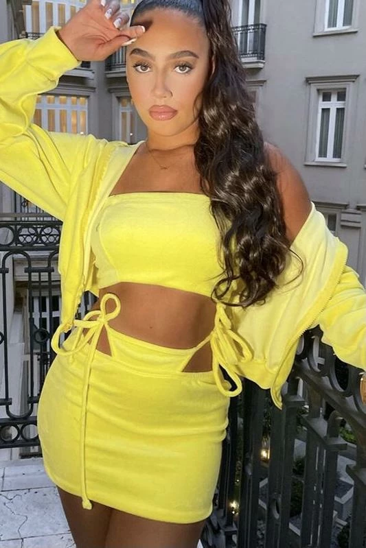 Jessica Bara Winnie Track Hoodie And Mini Skirt Three Piece Set