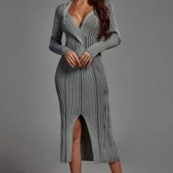 Jessica Bara Genelle Long Sleeve Knit Midi Dress Reve Doll Essentials