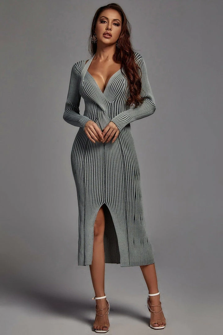 Jessica Bara Genelle Long Sleeve Knit Midi Dress Reve Doll Essentials