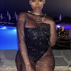 Influencer Style Jessica Bara Mercedes Diamond Fishnet Cover Up