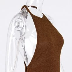 Jessica Bara Lois Knit Backless Halter Neck Maxi Dress Reve Doll Essentials