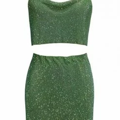 Jessica Bara Tracee Rhinestone Chainmail Two Piece Set