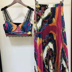 Jessica Bara Caterina Printed Crop Top And Maxi Skirt Two Piece Set
