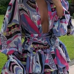 Influencer Style Jessica Bara Ranada Long Sleeve Ruffle Mini Dress