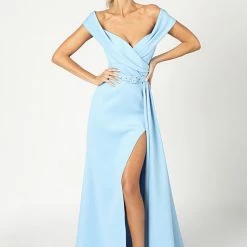 The Event Shop Nicole Bakti Off The Shoulder Belted Gown