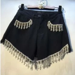 Summer Lovin' Jessica Bara Ariane High Waisted Rhinestone Denim Shorts