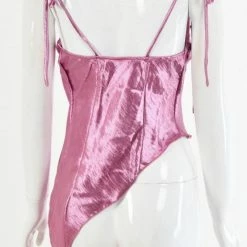 Jessica Bara Isaac Asymmetrical Satin Tank Top