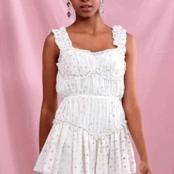 Jessica Bara Nicolina Polka Dot Ruffle Romper