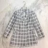 Jessica Bara Hannah Plaid Double Breasted Blazer