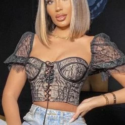 Jessica Bara Angelica Lace Bustier Crop Top Summer Lovin'