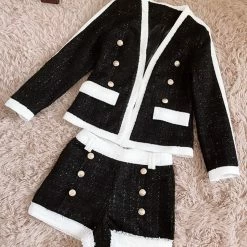 Reve Doll Essentials Jessica Bara Everlee Tweed Black And White Two Piece Set