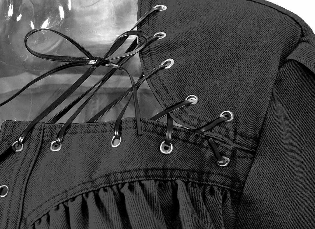 Jessica Bara Edith Fitted Denim Lace Up Top