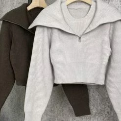 ReveBoutique Reve Doll Essentials Jessica Bara Lewis Long Sleeve Two Piece Knit Crop Top