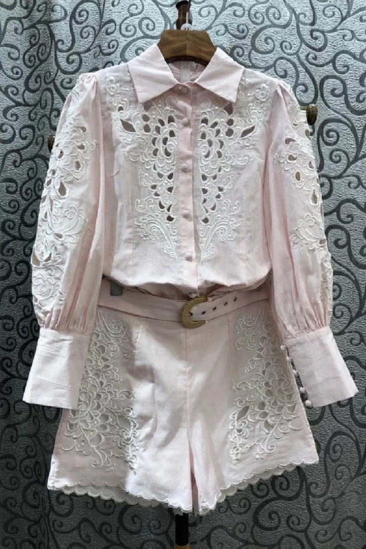 Jessica Bara Leia Embroidered Top And Short Two Piece Set Summer Lovin'