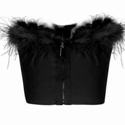 Jessica Bara Suzie Strapless Feather Crop Top Birthday Suit