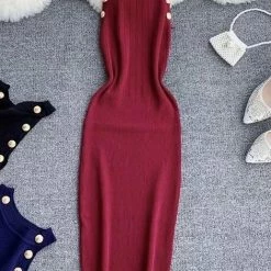 Jessica Bara Renesmee Knit Gold Button Mini Dress