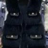 Jessica Bara Anders Pearl Embellished Fur Vest