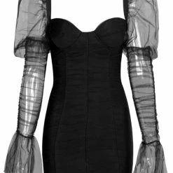 Jessica Bara Royce Puff Sleeve Ruched Mini Dress