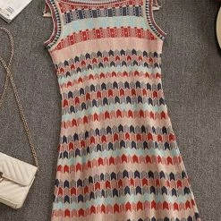 Jessica Bara Raven Knit Printed Mini Dress