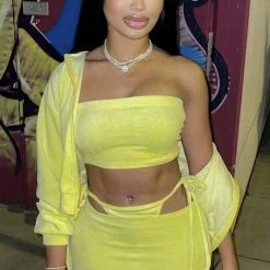 Jessica Bara Winnie Track Hoodie And Mini Skirt Three Piece Set