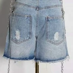 Summer Lovin' Jessica Bara Adecyn High Waisted Distressed Chain Shorts