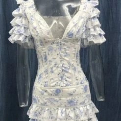 Influencer Style Jessica Bara Cooper Short Sleeve Ruffle Mini Dress