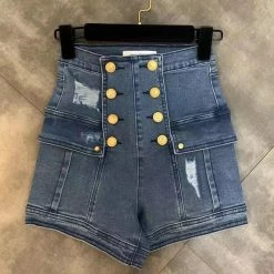 Jessica Bara Luann High Waisted Denim Shorts
