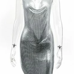 The Event Shop Jessica Bara Celine Metal Chain Mini Dress