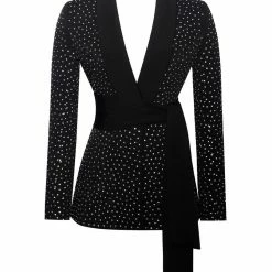 Jessica Bara Mackenna Rhinestone Belted Blazer Birthday Suit