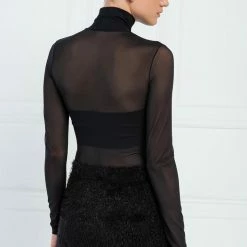 Jessica Bara Tameka Sheer Mesh Turtleneck Top Reve Doll Essentials