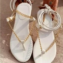 Jessica Bara Maddy Metal Chain Strappy Sandals